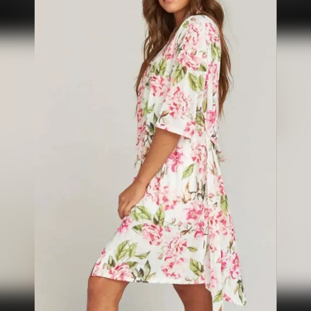 Show Me Your Mumu Garden Of Bloom Robe‎ Kimono Floral Pink White Loungewear